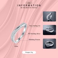 Elegant Simple Style Lines Sterling Silver Plating Inlay Zircon Rhodium Plated Rings main image 5