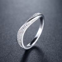 Elegante Einfache Stil Linien Sterling Silber Plating Inlay Zircon Rhodium Plattierte Ringe main image 4