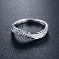 Elegant Simple Style Lines Sterling Silver Plating Inlay Zircon Rhodium Plated Rings main image 3