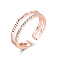 Simple Style Lines Sterling Silver Plating Inlay Zircon Rose Gold Plated Rhodium Plated Open Ring sku image 2
