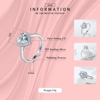 Ins Style Elegant Heart Shape Sterling Silver Plating Inlay Zircon Rhodium Plated Rings Necklace main image 7