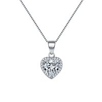 Ins Style Elegant Heart Shape Sterling Silver Plating Inlay Zircon Rhodium Plated Rings Necklace sku image 1