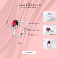 Elegant Vintage Style Heart Shape Sterling Silver Plating Inlay Zircon Rhodium Plated Rings Necklace main image 7