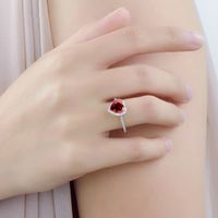Elegant Vintage Style Heart Shape Sterling Silver Plating Inlay Zircon Rhodium Plated Rings Necklace main image 9