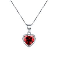 Elegant Vintage Style Heart Shape Sterling Silver Plating Inlay Zircon Rhodium Plated Rings Necklace sku image 1