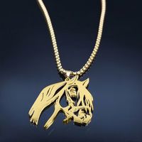 Hip-Hop Cool Style Horse 304 Stainless Steel Hollow Out Gold Plated Unisex Pendant Necklace main image 5