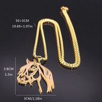 Hip-Hop Cool Style Horse 304 Stainless Steel Hollow Out Gold Plated Unisex Pendant Necklace main image 4