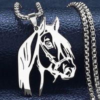 Hip-Hop Cool Style Horse 304 Stainless Steel Hollow Out Gold Plated Unisex Pendant Necklace main image 2