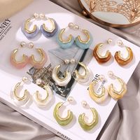 Vintage Style Geometric Alloy Inlay Artificial Pearls Resin Women's Ear Studs main image 1