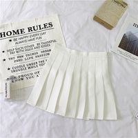 Summer Spring Autumn Casual Preppy Style Solid Color Chiffon Above Knee Skirts main image 9