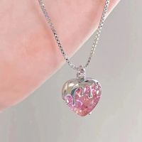 Lady Heart Shape Copper Artificial Gemstones Pendant Necklace In Bulk sku image 1