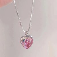 Lady Heart Shape Copper Artificial Gemstones Pendant Necklace In Bulk main image 2