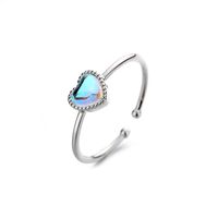 Simple Style Heart Shape Copper Moonstone Open Ring In Bulk sku image 1