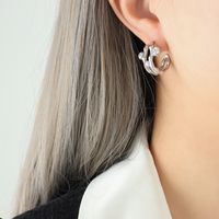 1 Pair Simple Style Solid Color Titanium Steel Inlay Earrings sku image 1