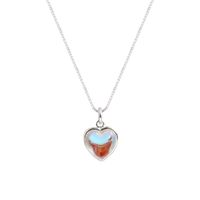 Elegant Oval Heart Shape Sterling Silver Inlay Artificial Gemstones Pendant Necklace main image 3