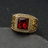 Casual Hip-hop Retro Square Stainless Steel Plating Inlay Artificial Gemstones Rings main image 3