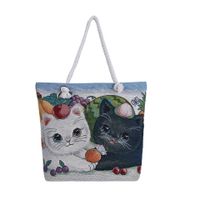 Women's Basic Cat Canvas Shopping Bags sku image 1