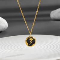 Acero Titanio Chapados en oro de 18k Elegante Enchapado Flor Acrílico Collar Colgante sku image 1