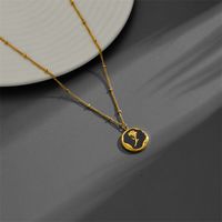 Titanium Steel 18K Gold Plated Elegant Plating Flower Acrylic Pendant Necklace main image 6