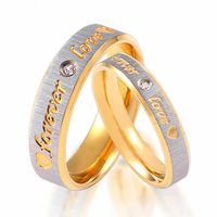 304 Stainless Steel 18K Gold Plated Simple Style Inlay Letter Heart Shape Artificial Gemstones Rings main image 5
