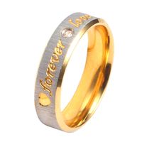 304 Stainless Steel 18K Gold Plated Simple Style Inlay Letter Heart Shape Artificial Gemstones Rings main image 7