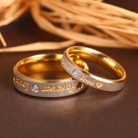 304 Stainless Steel 18K Gold Plated Simple Style Inlay Letter Heart Shape Artificial Gemstones Rings main image 1