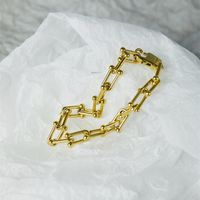 Wholesale Hip-hop Simple Style U Shape Titanium Steel Plating Gold Plated Bracelets main image 5