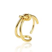 304 Stainless Steel 18K Gold Plated Casual Simple Style Plating Knot Titanium Steel Open Ring main image 4