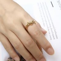 304 Stainless Steel 18K Gold Plated Casual Simple Style Plating Knot Titanium Steel Open Ring main image 3