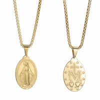 304 Stainless Steel 18K Gold Plated Streetwear Plating Oval Pendant Necklace main image 2