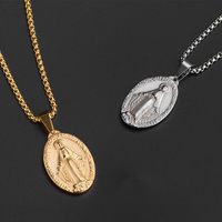 304 Stainless Steel 18K Gold Plated Streetwear Plating Oval Pendant Necklace main image 1