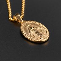 304 Stainless Steel 18K Gold Plated Streetwear Plating Oval Pendant Necklace main image 4