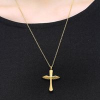 304 Stainless Steel 18K Gold Plated Simple Style Plating Cross Wings main image 6