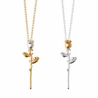 304 Stainless Steel 18K Gold Plated Hip-Hop Rose Pendant Necklace main image 2