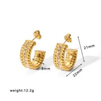 1 Pair Simple Style U Shape Plating Stainless Steel Artificial Pearls Rhinestones 18K Gold Plated Earrings sku image 25
