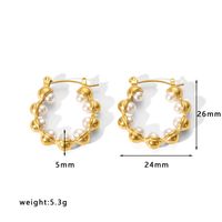 1 Pair Simple Style U Shape Plating Stainless Steel Artificial Pearls Rhinestones 18K Gold Plated Earrings sku image 14