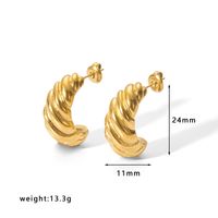 1 Pair Simple Style U Shape Plating Stainless Steel Artificial Pearls Rhinestones 18K Gold Plated Earrings sku image 17