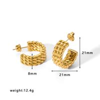 1 Pair Simple Style U Shape Plating Stainless Steel Artificial Pearls Rhinestones 18K Gold Plated Earrings sku image 13