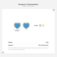 Elegant Heart Shape Sterling Silver Plating Inlay Turquoise Zircon 14k Gold Plated Rhodium Plated Rings Earrings Necklace main image 6