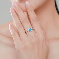 Elegant Heart Shape Sterling Silver Plating Inlay Turquoise Zircon 14k Gold Plated Rhodium Plated Rings Earrings Necklace main image 10