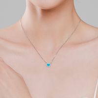 Elegant Heart Shape Sterling Silver Plating Inlay Turquoise Zircon 14k Gold Plated Rhodium Plated Rings Earrings Necklace main image 8