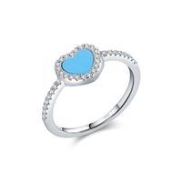 Elegant Heart Shape Sterling Silver Plating Inlay Turquoise Zircon 14k Gold Plated Rhodium Plated Rings Earrings Necklace sku image 1