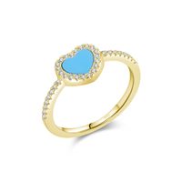 Elegant Heart Shape Sterling Silver Plating Inlay Turquoise Zircon 14k Gold Plated Rhodium Plated Rings Earrings Necklace sku image 6