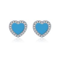 Elegant Heart Shape Sterling Silver Plating Inlay Turquoise Zircon 14k Gold Plated Rhodium Plated Rings Earrings Necklace sku image 11