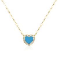 Elegant Heart Shape Sterling Silver Plating Inlay Turquoise Zircon 14k Gold Plated Rhodium Plated Rings Earrings Necklace sku image 14