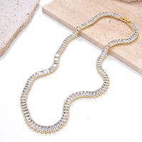 Elegant Shiny Square Copper Gold Plated Crystal Necklace In Bulk sku image 2