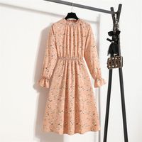 Women's Tea Dress Casual Elegant Sexy Standing Collar Printing Long Sleeve Ditsy Floral Maxi Long Dress Daily main image 6