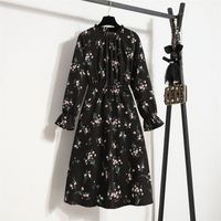 Women's Tea Dress Casual Elegant Sexy Standing Collar Printing Long Sleeve Ditsy Floral Maxi Long Dress Daily main image 10