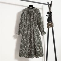 Women's Tea Dress Casual Elegant Sexy Standing Collar Printing Long Sleeve Ditsy Floral Maxi Long Dress Daily main image 4