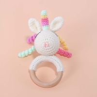 Baby Knitted Rattle Bell Wooden Ring Sounding Rattle Toy Rattle Toy Baby Soothing Doll Hand Crocheted Weaving sku image 30